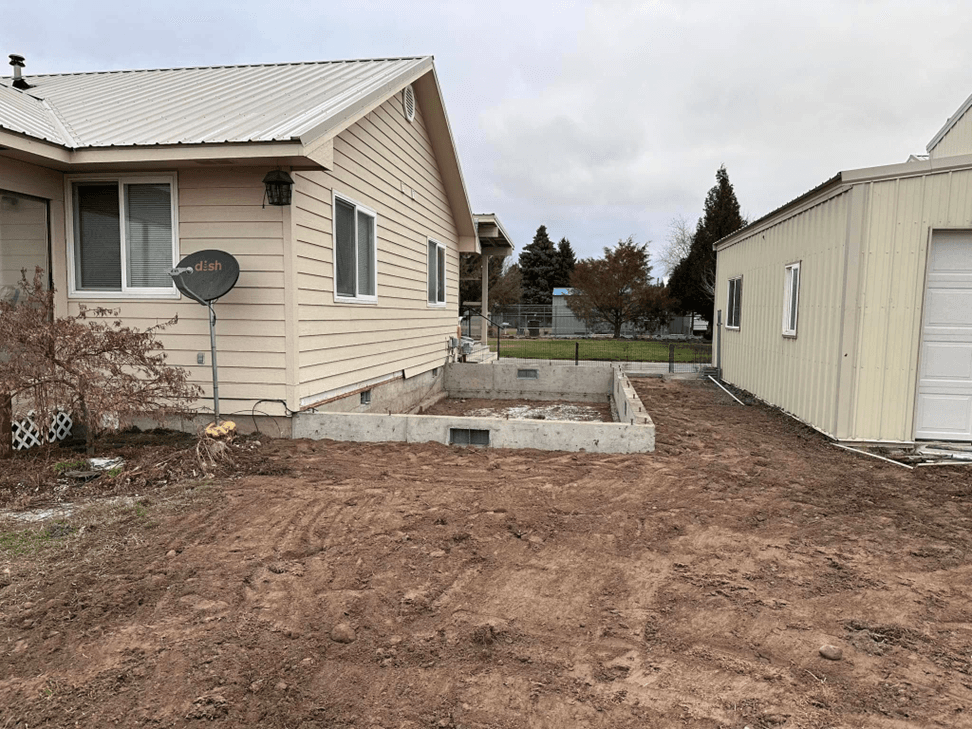 Foundation walls for the addition